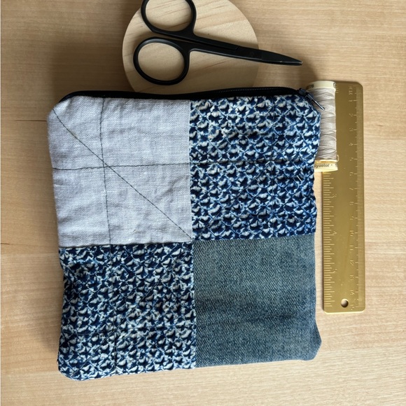 Small and Soft Denim Patchwork Crafting Essentials Bag Handmade in Toronto - Picture 2 of 2